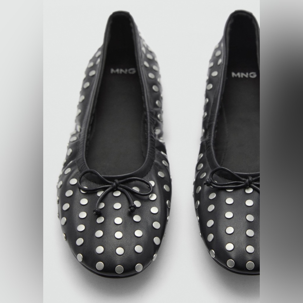 Mango MNG Studded Ballet Flats in Black Euro 38 US 7.5 New - Picture 4 of 9